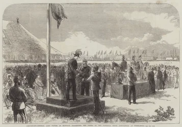 El teniente general Lord Napier de Magdala presentando los premios en la Asociación Nacional de Tiro en Wimbledon